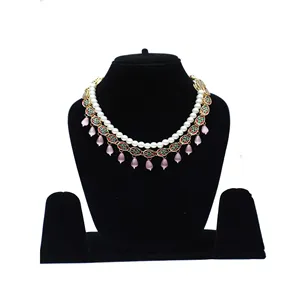 Conjunto de Collar Kundan con Piedra Monalisa, Chapado en Oro, Joyería Fina para Novia, Acero Inoxidable para Boda - Product Image 3