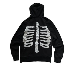 Haute qualité Streetwear français éponge coton soleil délavé Vintage fermeture éclair lavé personnalisé en détresse broderie Patch sweats à capuche thermique - Product Image 2