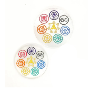 แผ่นกลมแบบเซเลไนต์สำหรับชาร์จเจ็ดสัญลักษณ์จักระสำหรับการรักษาเรกิแผ่นชาร์จแบบเซเลไนต์ขายส่ง - Product Image 5