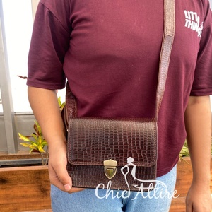 กระเป๋าถือหนังแท้หรูหราลายจระเข้ใหม่สำหรับ2024กระเป๋าสะพายพาดลำตัวหนังแท้คุณภาพสูง - Product Image 1