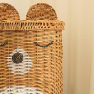 Elegante cesto de ropa de mimbre de bambú con forma de Animal, manijas tejidas de jacinto de agua convenientes, organización de almacenamiento para el hogar para ropa - Product Image 3