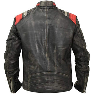 <b>Men's</b> Brown Genuine Cowhide Leather Moto <b>Jacket</b> Stand Collar Zipper Closure Slim Fit Regular Length Autumn Wear - Product Image 6