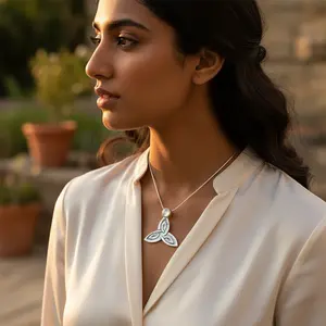 Colgante con Nudo Celta en Oro Rosa con Baño de Rodio y Piedra Preciosa, Regalo para Ella - Product Image 1