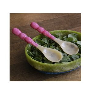 Juego de servidor de ensalada de cuerno de búfalo con mango de diseño informal de resina blanca para juegos de ensalada de restaurante y Hotel - Product Image 3