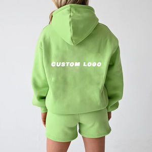 Fabricants de sweats à capuche unisexes surdimensionnés en tissu uni vert, personnalisables, pour streetwear, OEM - Product Image 2
