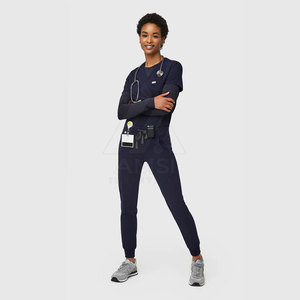 Ensemble de Blouse et Pantalon de Travail Médical pour Femme de Qualité Supérieure, Manches Courtes, Tissu Toile, Toutes Saisons - Product Image 2