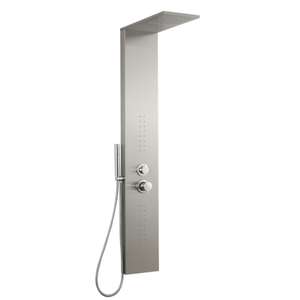 Colonne de douche en acier inoxydable équipée Ix Smart avec cascade finition brossée-Ensemble de quincaillerie de salle de bain - Product Image 1