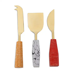 Dernier modèle de lot de 3 outils à fromage Set d'épandage de beurre en acier inoxydable couleur or Couverts pour vaisselle - Product Image 1