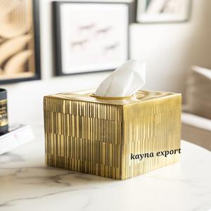 Boîte à mouchoirs en métal de forme et de texture carrées personnalisées produit à des prix bon marché pour la maison et le café modernes - Product Image 3