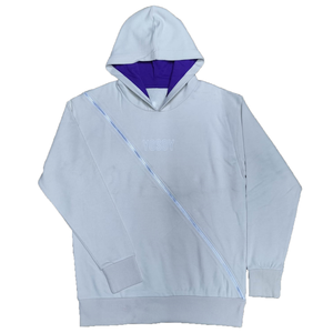 Light Grey Diagonal Zip Hoodie for Men <b>Women</b> New Stylish Dual Color Fleece Sweatshirt <b>Top</b> Casual Streetwear <b>Warm</b> Hooded IN Sale - Product Image 1