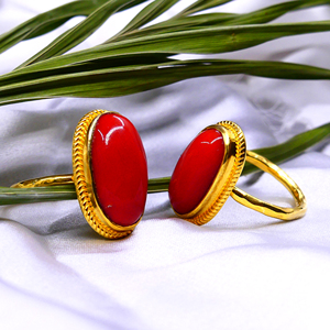 Traditionnel Sterling Silver 925 Coral Gemstone Classic Daily Wear Mariage élégant Les femmes portent une bague unisexe - Product Image 4