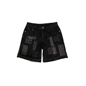 Shorts en jean brodés unisexes personnalisables Stitchmode, de haute qualité, style vintage, coupe droite, pour l'été et le streetwear - Product Image 1