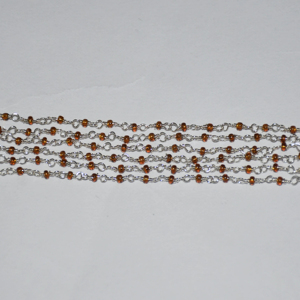 Top quality Silver & black Plated garnet Glass Beads Rondelle <b>Rosary</b> Chain, Wire Beaded Chain for Jewelry Bracelet Making - Product Image 2