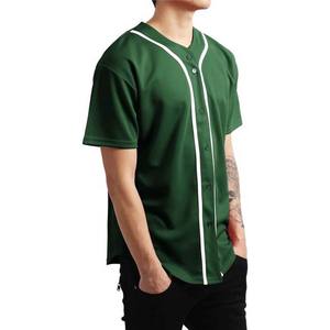 Buena calidad al por mayor en blanco 100% poliéster botón completo verde hombres béisbol Jersey ropa deportiva béisbol y softbol desgaste adultos - Product Image 3
