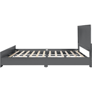 Letto Matrimoniale in Rovere Massiccio dal Design Francese Contemporaneo con Pannelli Grigi Intarsiati, Letto a Parete Moderno per Camera da Letto e Arredamento Casa - Product Image 6