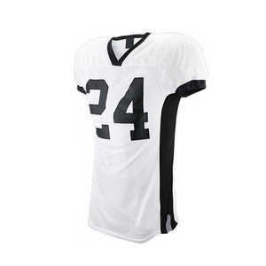 Conjunto de Uniforme de Fútbol Americano Personalizado para Hombre, Jersey de Malla sin Mangas con Cuello en V y Número 7, Impresión Sublimada en Negro, Azul y Blanco - Product Image 5
