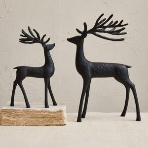Ensemble de sculpture décorative en renne noir artisanal en métal de 2 ensembles de cerfs de Noël faits à la main Figurine parfaite pour les cadeaux - Product Image 1