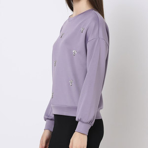 Sudadera de Manga Larga con Cuello Redondo para Mujer, Estilo Casual, Lavado Ácido, Ajuste Holgado, para Hacer Ejercicio, con Logotipo Frontal, Venta al por Mayor - Product Image 3