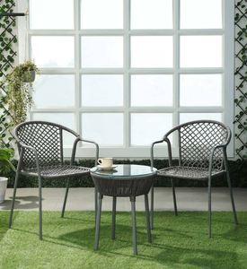 Juego de mesa y silla de metal de forma redonda para el hogar, juego de muebles de jardín para interiores y exteriores, bar y restaurante de Hotel en la azotea abierta 2024 - Product Image 6