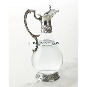 Colección de artes vintage Aluminio fundido Color plata Brillante Pulido Diseñador único Base superior y mango Jarras de vino elegantes - Product Image 4