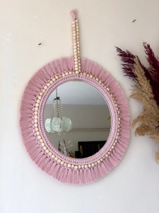 Cheap Price Macrame Cotton <b>Hanging</b> <b>Mirror</b> Antique Decorative <b>Wall</b> <b>Mirrors</b> Bamboo Crafts <b>Wall</b> Mounted <b>Mirrors</b> Decor - Product Image 2