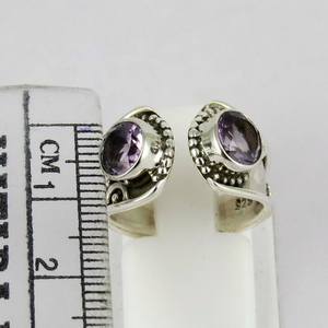 Bague Améthyste Réglable Faite à la Main en Argent Sterling Oxydé 925 Bijoux de Bohème Cadeau - Product Image 5