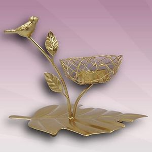 Golden Leaf <b>Candle</b> Holder Candlestick Tray <b>Tea</b> <b>Lights</b> Holder for home - Product Image 5