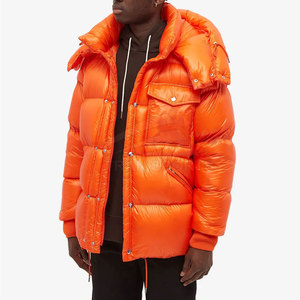 Men's High Street Style <b>Waterproof</b> Windproof Reversible Hooded Bubble <b>Jacket</b> Nylon/Polyester Custom Made Plus Size Wholesale - Product Image 2