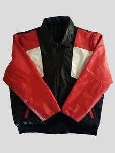 Ensemble de survêtement en cuir véritable pour homme, rouge et noir, survêtement de jogging, streetwear, vêtements de sport, haute qualité, personnalisé - Product Image 6