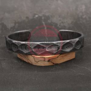 Brazalete de acero forjado a mano de Damasco, pulseras personalizadas - Product Image 3