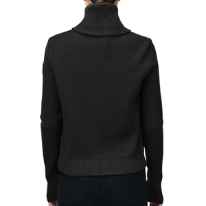 Veste matelassée écologique en tricot noir pour femmes, fermeture éclair intégrale, col montant, manches extensibles, vêtement moderne pour superposition hivernale - Product Image 4