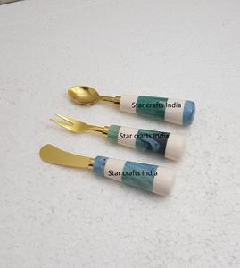 Juego de cucharas y frutas de refresco directo a la fábrica, cubiertos de cocina de acero inoxidable con cuchara plateada, tenedor y cuchillo, Juego de 3 - Product Image 3