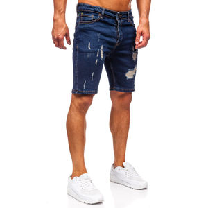 Pantalones cortos lavados de mezclilla con bordado personalizado 2025 de calidad superior, pantalones cortos de mezclilla holgados para hombres, pantalones cortos de mezclilla para hombres OEM - Product Image 4