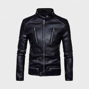 2024 Latest Custom <b>Cow</b> Skin Stand Collar Jacket for Men High Quality Windproof Winter Clothing Pure Color Plus Size High Street - Product Image 2
