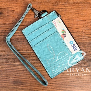 Boot Stitch Slim cuero genuino tarjetero billetera de moda para mujer billetera de negocios con bolsillos de cambio de cremallera - Product Image 1