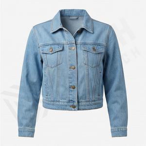 Chaqueta Vaquera Informal de Manga Larga para Mujer, Corte Regular, Lisa, Transpirable, Cómoda, Talla Adulto, Moda Femenina, Personalizable - Product Image 1