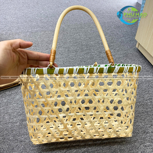 PANIERS DE RANGEMENT UNIQUES EN BAMBOU avec panier de rangement pour fruits à motif floral avec solution de rangement colorée, polyvalente et durable - Product Image 6