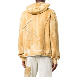 Personnalisé poids lourd surdimensionné Vintage lavage à l'acide pull à capuche pour hommes Streetwear en détresse poche plaine polaire blanc hiver - Product Image 5
