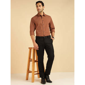 Amanush <b>Men's</b> <b>Brown</b> Solid Pure Cotton <b>Shirt</b> Full Sleeve Turn-down Collar Smart Casual Style <b>Mens</b> Wear <b>Shirts</b> - Product Image 6