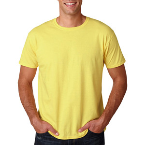 Men's Yellow Cotton T-<b>Shirt</b> Short Sleeve O-Neck Regular Fit Casual Jersey Knit Solid Color Blank Design - Product Image 2