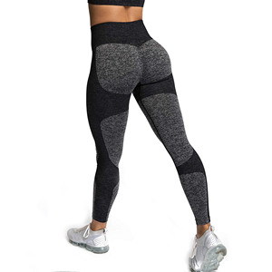 New Wholesale High Waist Seamless Yoga <b>Leggings</b> Full Length <b>Textured</b> Solid Pattern Four-Way Stretch Spandex Nylon Pants - Product Image 2