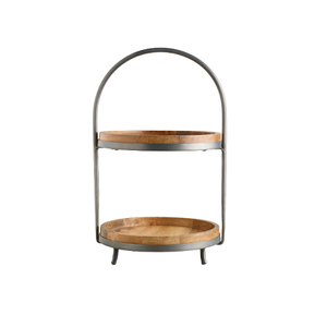 Support à gâteau en bois et en métal de qualité supérieure forme ronde taille personnalisée support à gâteau à dessert pour la maison hôtel - Product Image 6