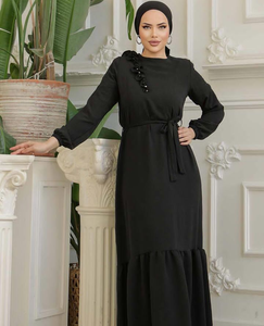 Élégantes abayas caftan turques fabriquées en usine pour femmes, designs élégants à col haut de Dubaï en tissu de mousseline modeste - Product Image 5