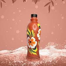 Botella de agua de arcilla de terracota hecha a mano clásica ecológica de primera calidad con tapa para uso en exteriores directamente del proveedor de la India - Product Image 2