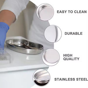 Bandejas de instrumentos quirúrgicos de acero inoxidable curvadas en forma de riñón de alto grado 3 Set Bandeja médica Fuente de alimentación manual - Product Image 5