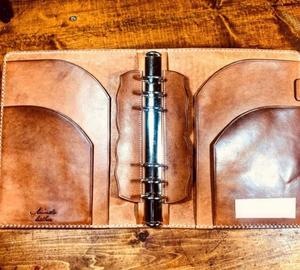 Premium Hand Tooled Full Grain Leather <b>File</b> Portfolio, A4 Document <b>Organizer</b> with Custom Logo Embossing - Product Image 3