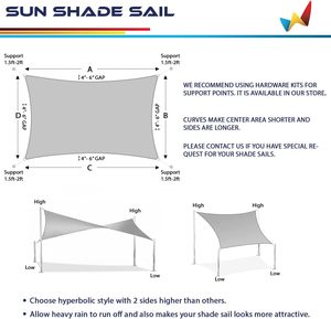 XZ OEM ODM Windscreen4less Rectangle Sunblock Canopy Fabric Sun <strong>Shade</strong> Sail Shelter for Outdoor Pool Patio <strong>Carport</strong> Gard - Product Image 6