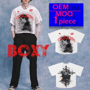 เสื้อยืดครอปทรงบ็อกซี่ปรับแต่งได้สำหรับผู้ชายดีไซน์ดิจิทัลพิมพ์ลาย - Product Image 1