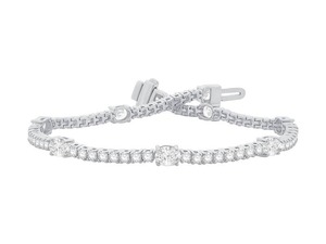 Pulsera de diseñador con diamantes de corte ovalado mixto de 4.00 ct, color F-G, cultivados en laboratorio, en platino, para regalo de aniversario nupcial. - Product Image 2