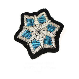 New Best Quality Embroidered Fashion Bullion Wire Brooches with Chenille Fabric Low Price Wholesale <b>Hat</b> Brooch - Product Image 4